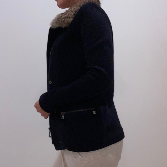 Woolrich wool Sweater Jacket with real fur - Picture 3 of 14